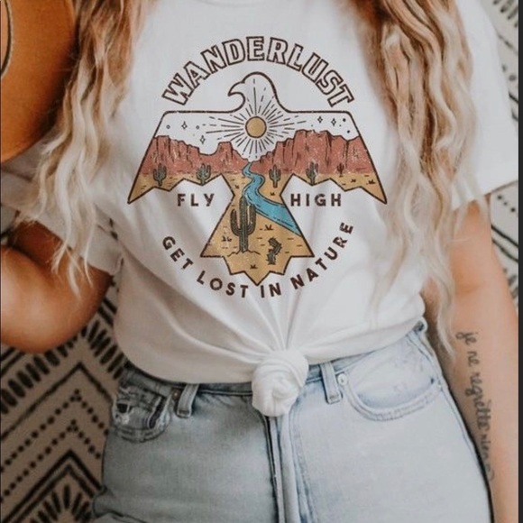 New! Clearance 🔥 Wanderlust Graphic Soft Tee high Quality Premium - Picture 2 of 5